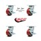 Service Caster 4 Inch Red Poly on Cast Iron Caster Set with Ball Bearings 4 Brake 2 Swivel Lock SCC-30CS420-PUB-RS-TLB-BSL-2-TLB-2 - alternate 4